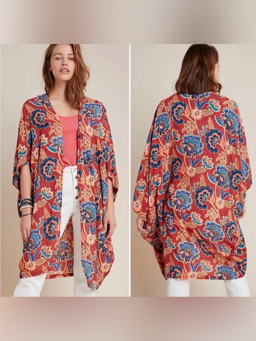 Andersen & Lauth Anthropologie Astrid Floral Kimono Cardigan one size boho